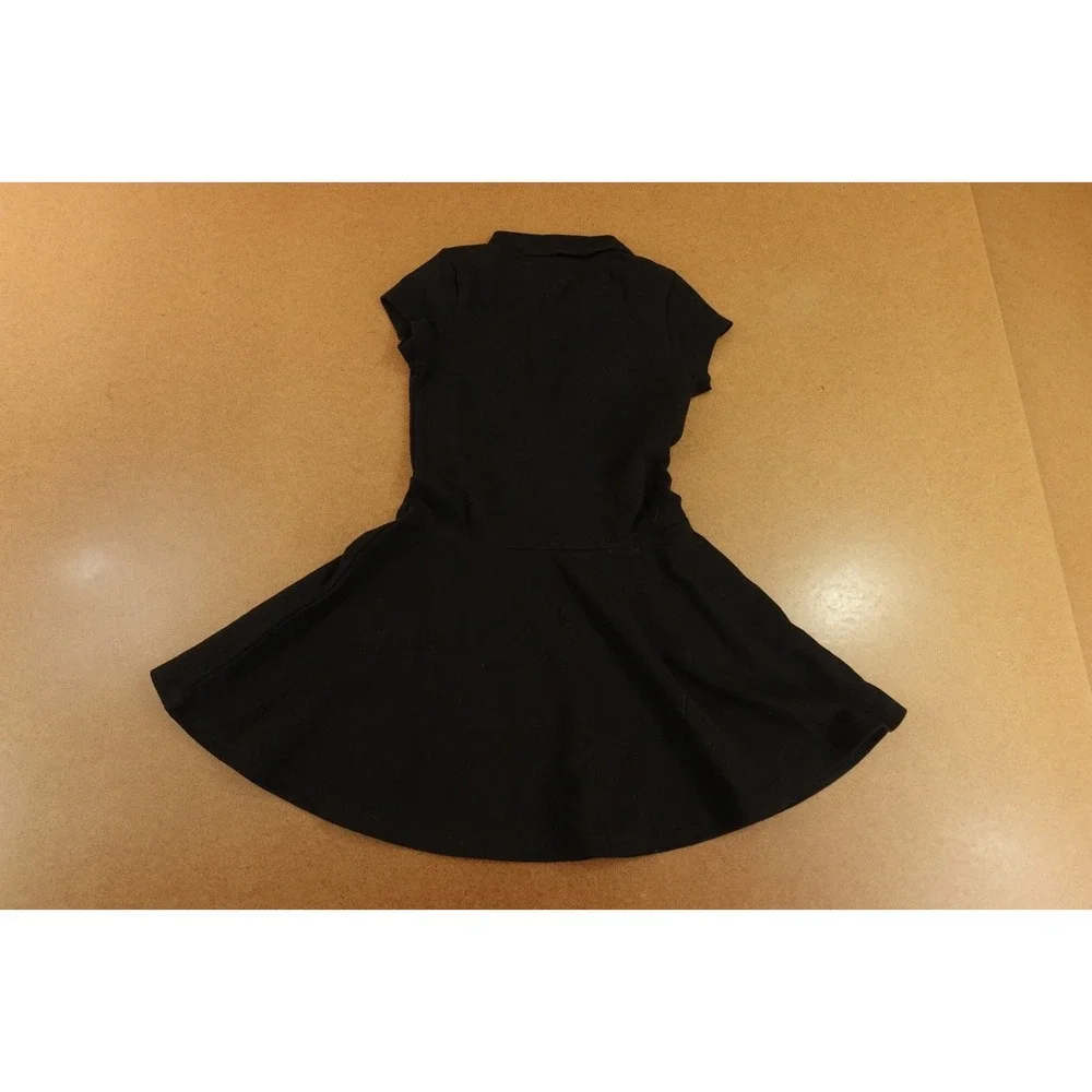 The Childrens Place Girls 5/6 Black Uniform Short Sleeve Pique Polo Dress NWT